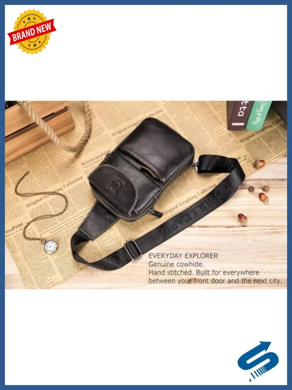 Genuine Leather Sling Backpack Crossbody Chest Bag for Travel Hiking